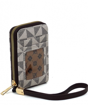 PM Monogram Accordion Card Holder Wallet Wristlet PM024 TAUPE